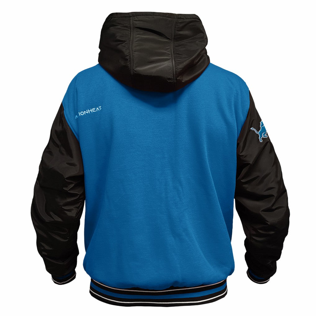 Detroit Lions ActionHeat 5V Battery Heated Full-Snap Varsity Jacket Blue/Black | NFL