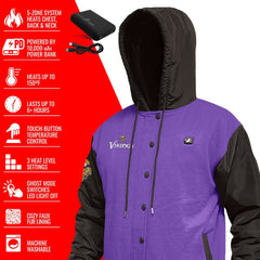 Minnesota Vikings ActionHeat 5V Battery Heated Full-Snap Varsity Jacket Purple/Black | NFL