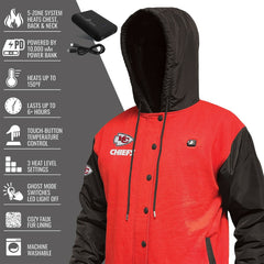 Kansas City Chiefs ActionHeat 5V Battery Heated Full-Snap Varsity Jacket Red/Black | NFL