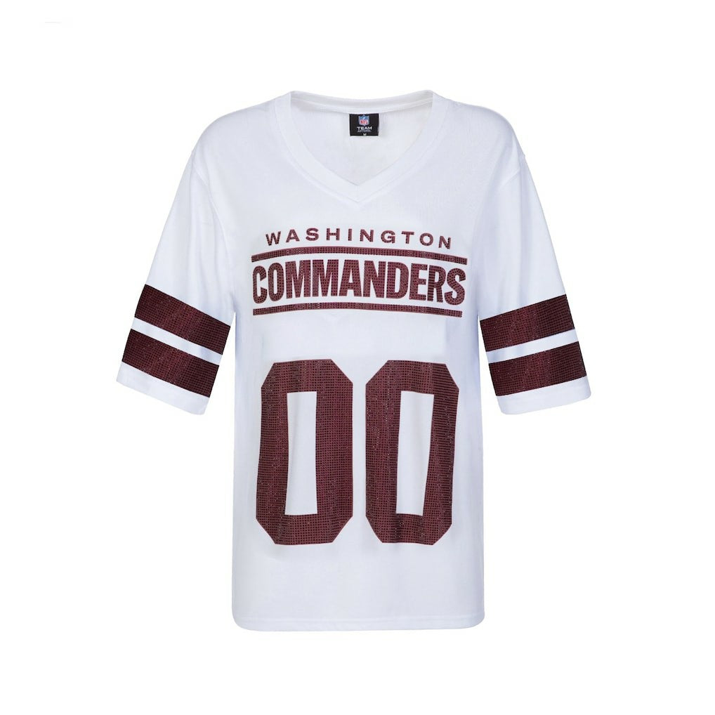 Washington Commanders Cuce Women's Rhinestone V-Neck Tunic White | NFL