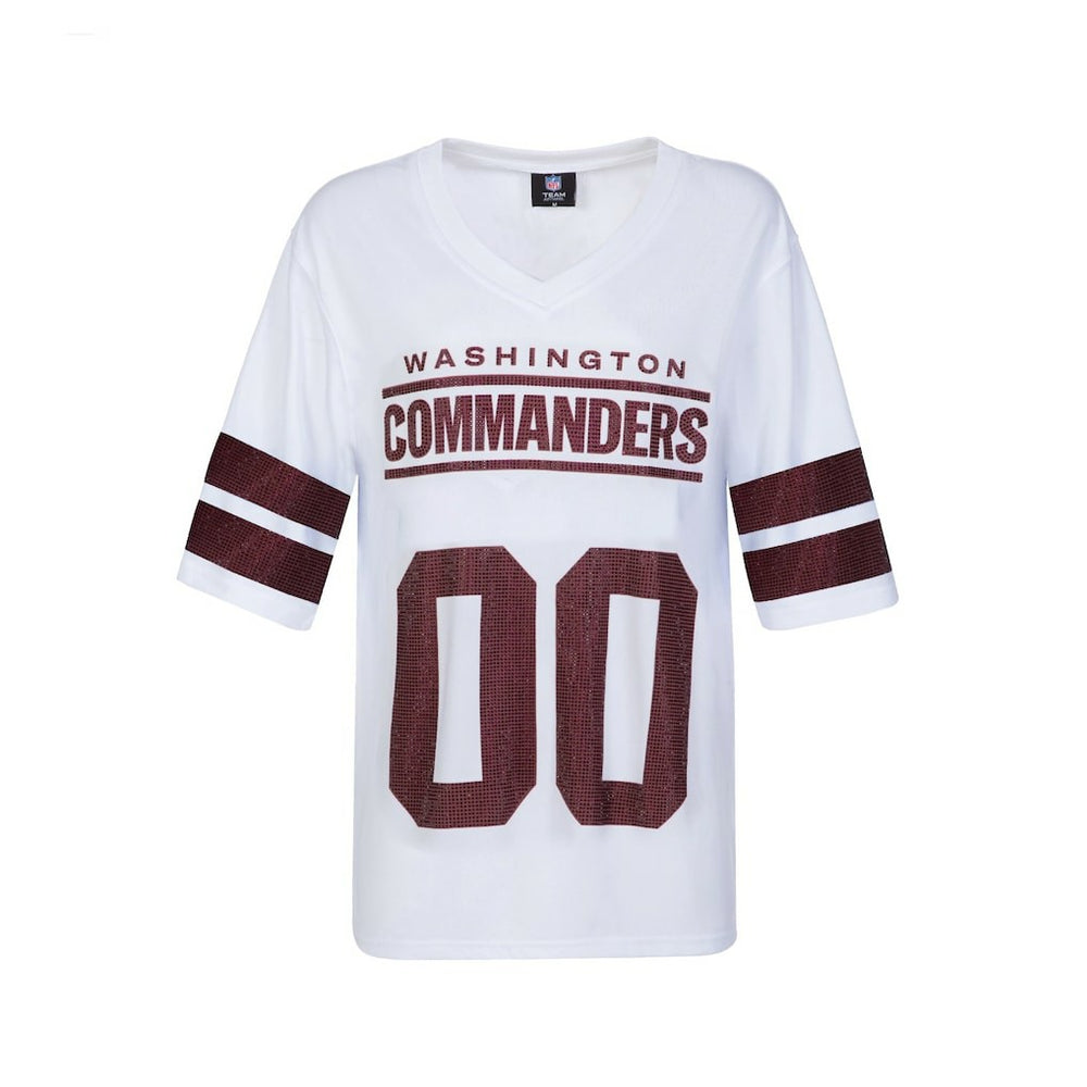Washington Commanders Cuce Women's Rhinestone V-Neck Tunic White | NFL