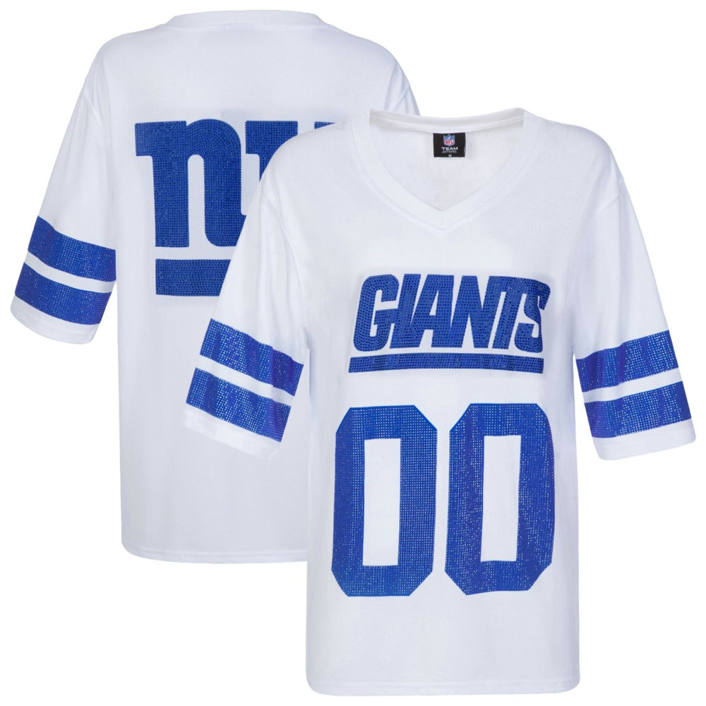 New York Giants Cuce Women's Rhinestone V-Neck Tunic White | NFL