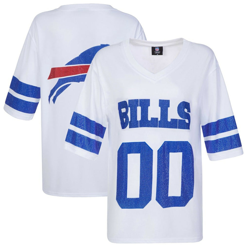Buffalo Bills Cuce Women's Rhinestone V-Neck Tunic White | NFL