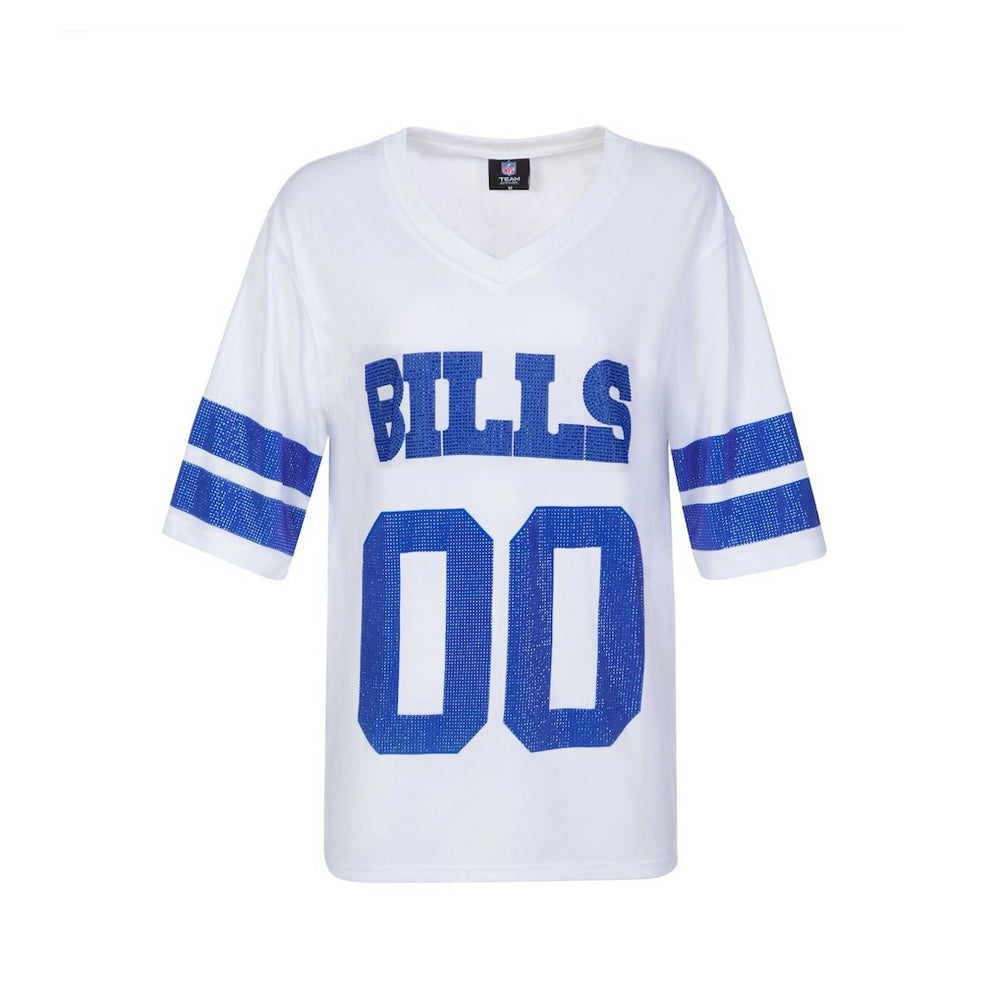 Buffalo Bills Cuce Women's Rhinestone V-Neck Tunic White | NFL
