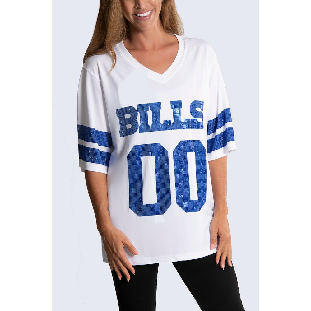 Buffalo Bills Cuce Women's Rhinestone V-Neck Tunic White | NFL