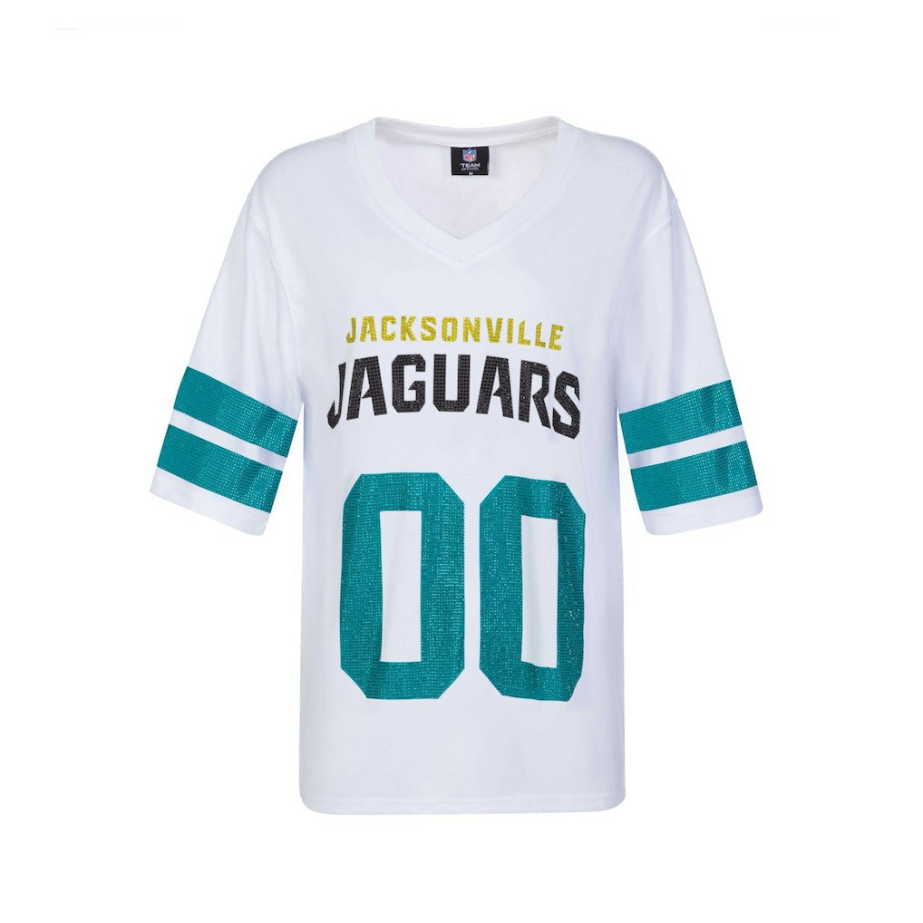 Jacksonville Jaguars Cuce Women's Rhinestone V-Neck Tunic White | NFL