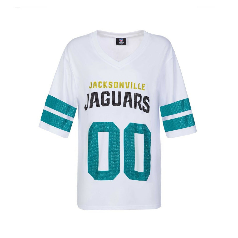Jacksonville Jaguars Cuce Women's Rhinestone V-Neck Tunic White | NFL