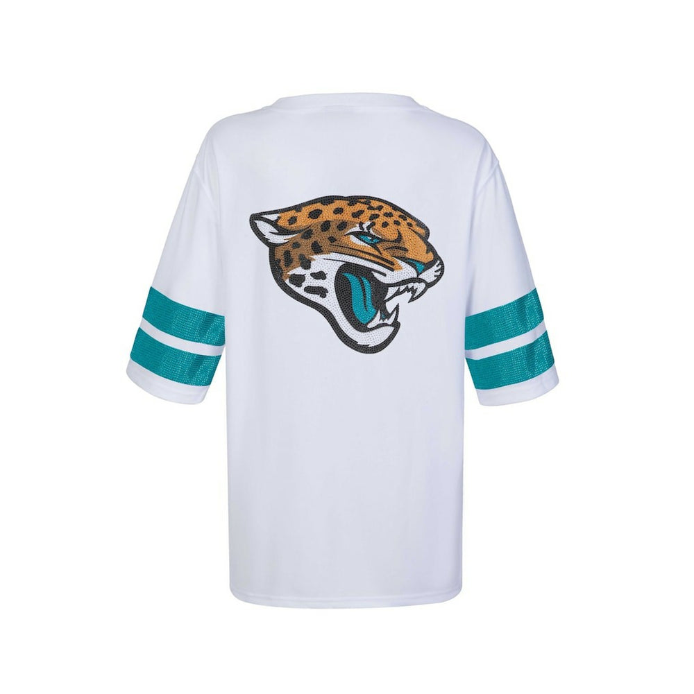 Jacksonville Jaguars Cuce Women's Rhinestone V-Neck Tunic White | NFL