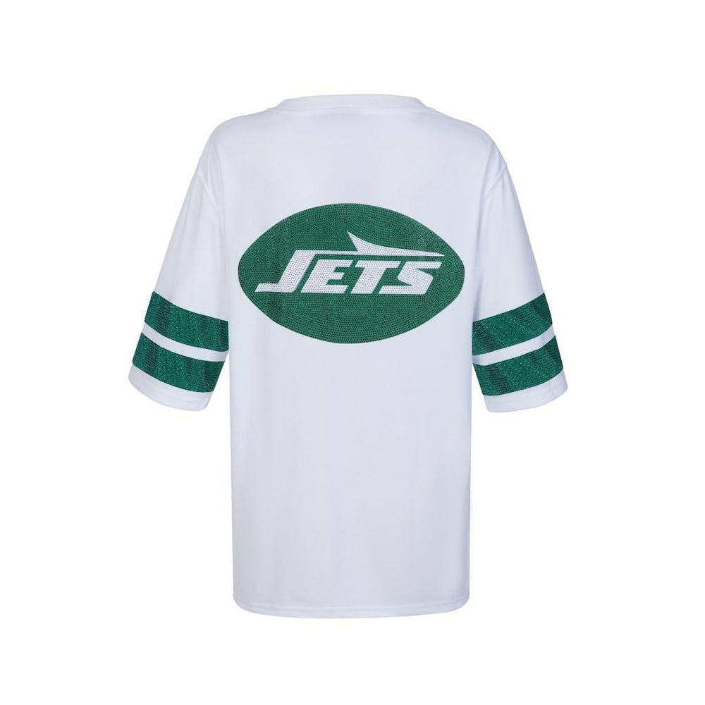 New York Jets Cuce Women's Rhinestone V-Neck Tunic White | NFL