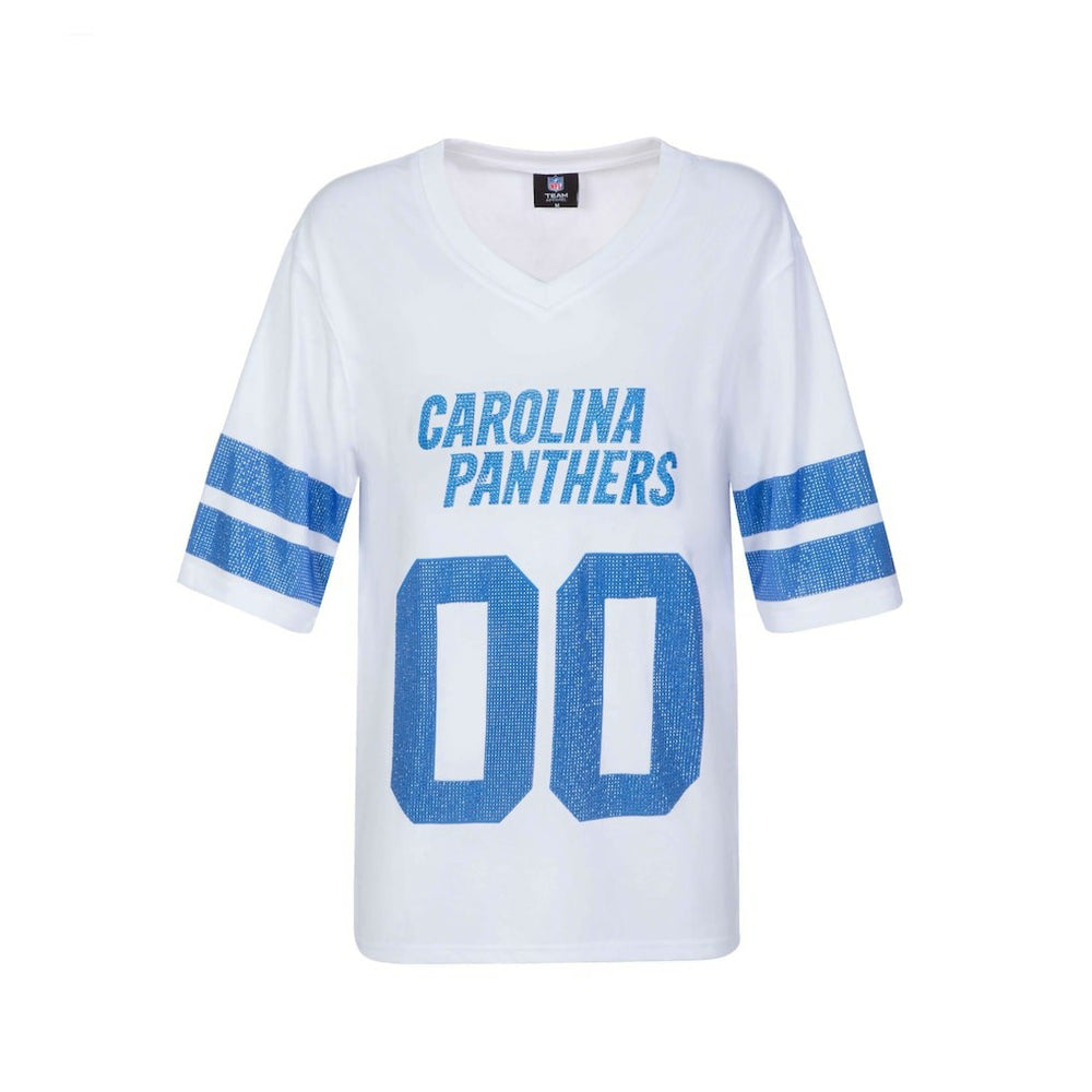 Carolina Panthers Cuce Women's Rhinestone V-Neck Tunic White | NFL