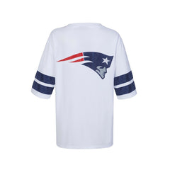 New England Patriots Cuce Women's Rhinestone V-Neck Tunic White | NFL