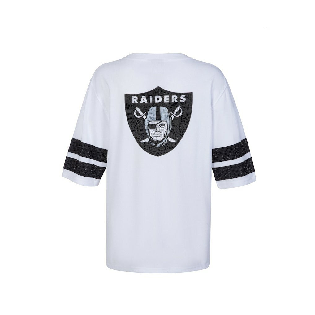 Las Vegas Raiders Cuce Women's Rhinestone V-Neck Tunic White | NFL