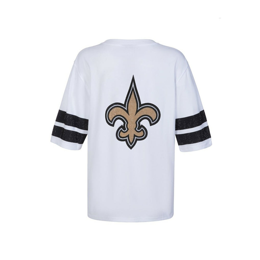 New Orleans Saints Cuce Women's Rhinestone V-Neck Tunic White | NFL
