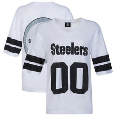 Pittsburgh Steelers Cuce Women's Rhinestone V-Neck Tunic White | NFL
