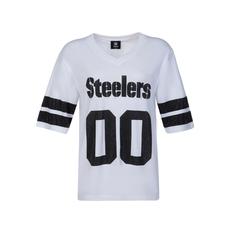 Pittsburgh Steelers Cuce Women's Rhinestone V-Neck Tunic White | NFL