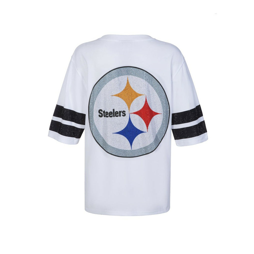 Pittsburgh Steelers Cuce Women's Rhinestone V-Neck Tunic White | NFL