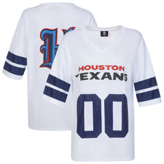 Houston Texans Cuce Women's Rhinestone V-Neck Tunic White | NFL