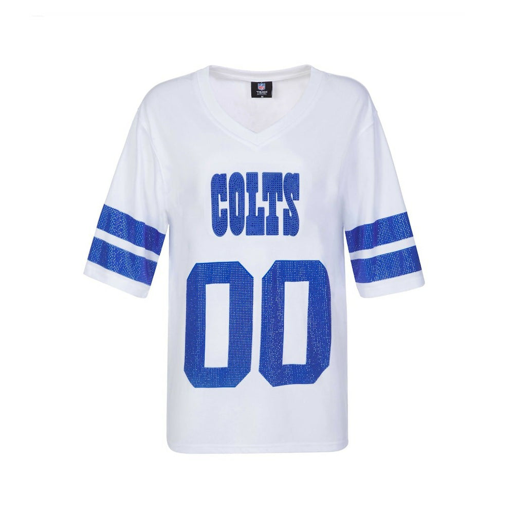 Indianapolis Colts Cuce Women's Rhinestone V-Neck Tunic White | NFL