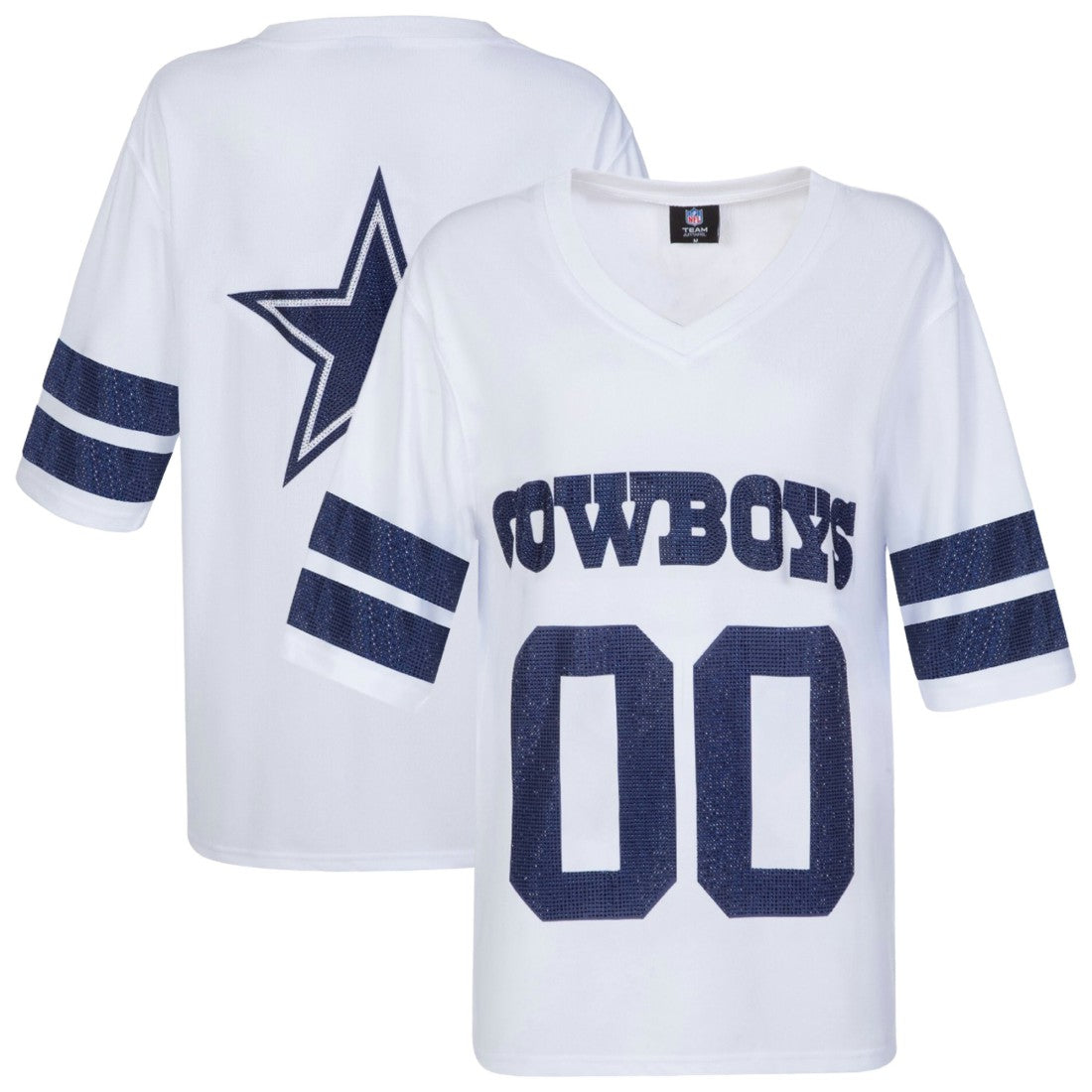 Dallas Cowboys Cuce Women's Rhinestone V-Neck Tunic White | NFL