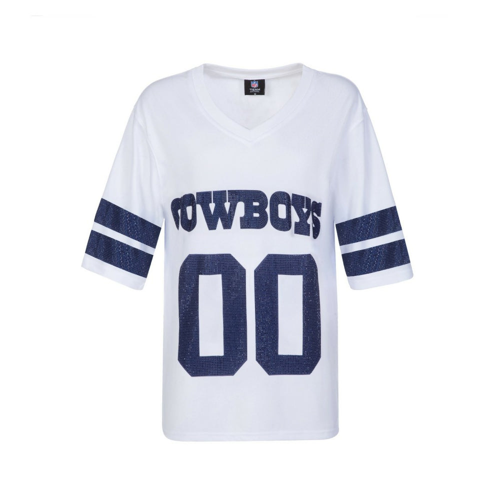 Dallas Cowboys Cuce Women's Rhinestone V-Neck Tunic White | NFL