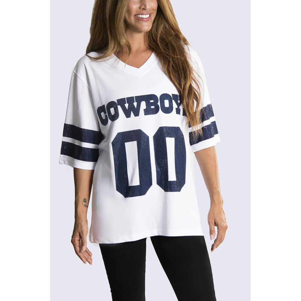 Dallas Cowboys Cuce Women's Rhinestone V-Neck Tunic White | NFL