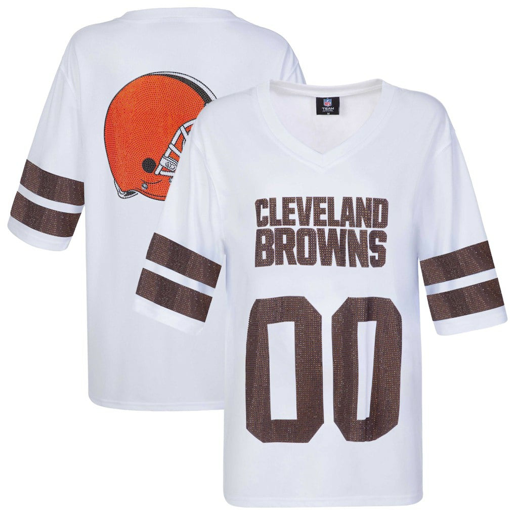 Cleveland Browns Cuce Women's Rhinestone V-Neck Tunic White | NFL