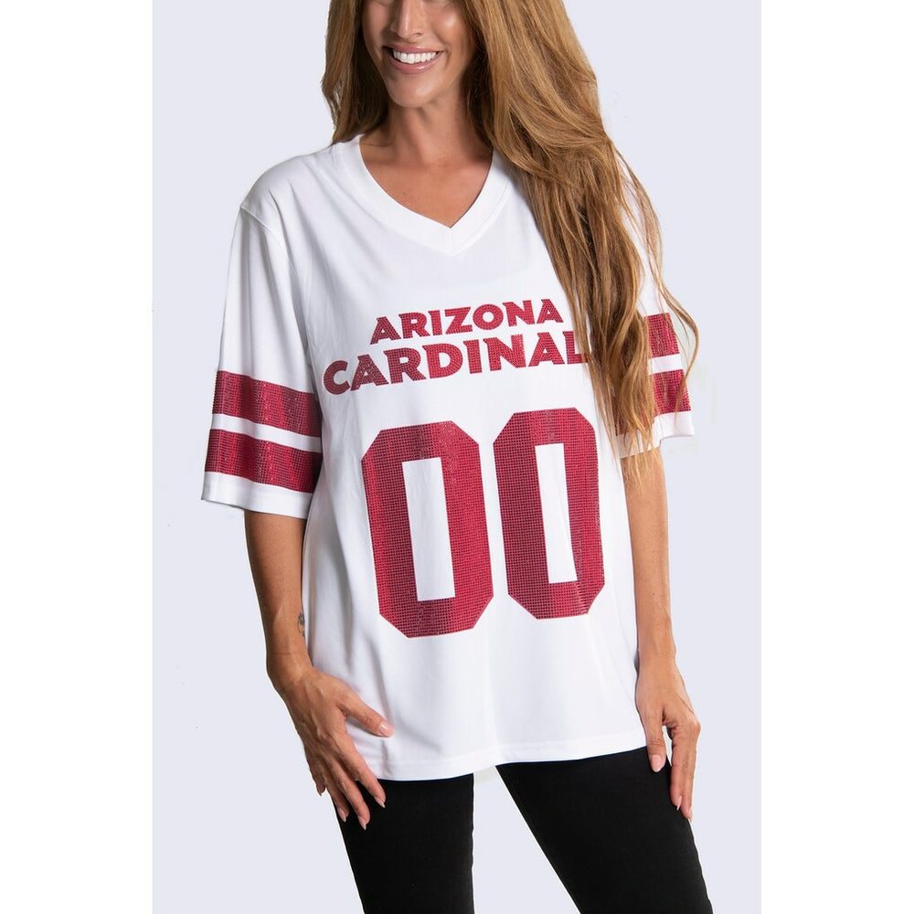 Arizona Cardinals Cuce Women's Rhinestone V-Neck Tunic White | NFL
