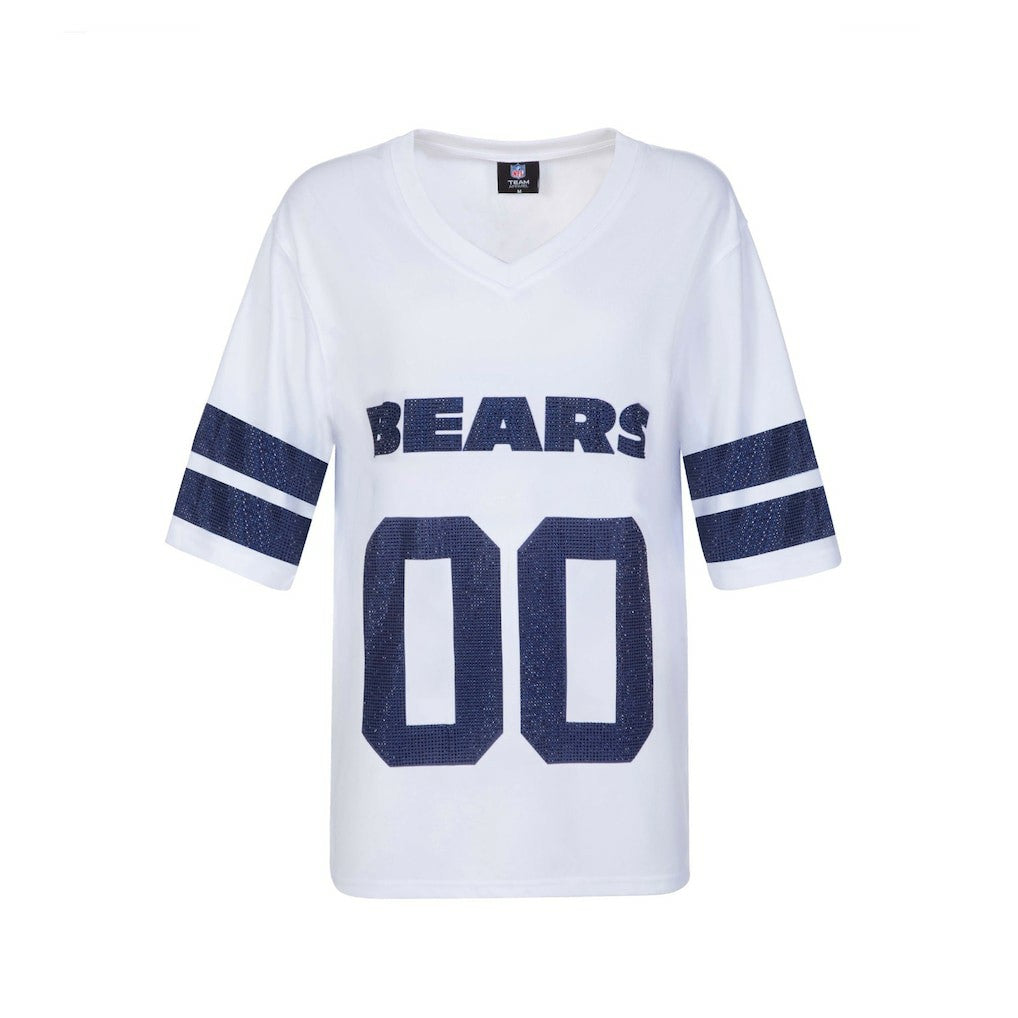 Chicago Bears Cuce Women's Rhinestone V-Neck Tunic White | NFL