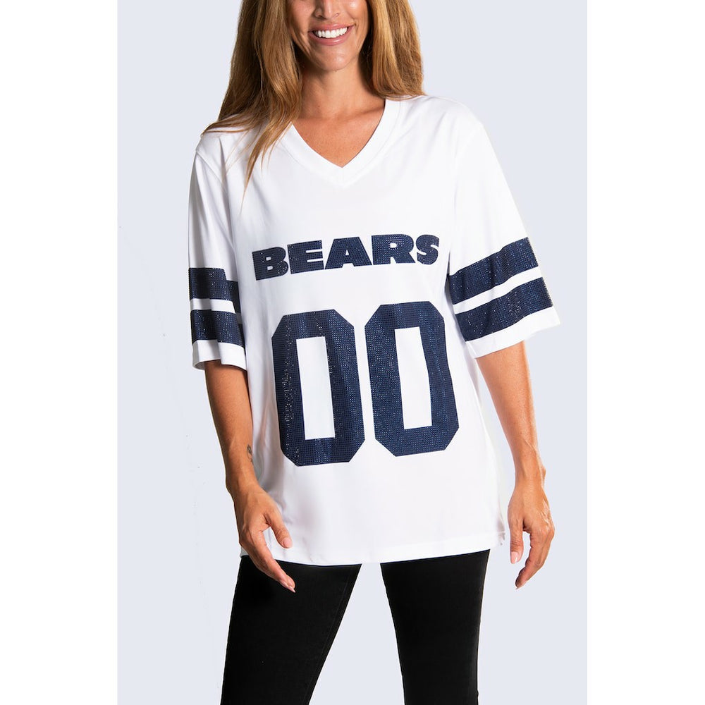 Chicago Bears Cuce Women's Rhinestone V-Neck Tunic White | NFL
