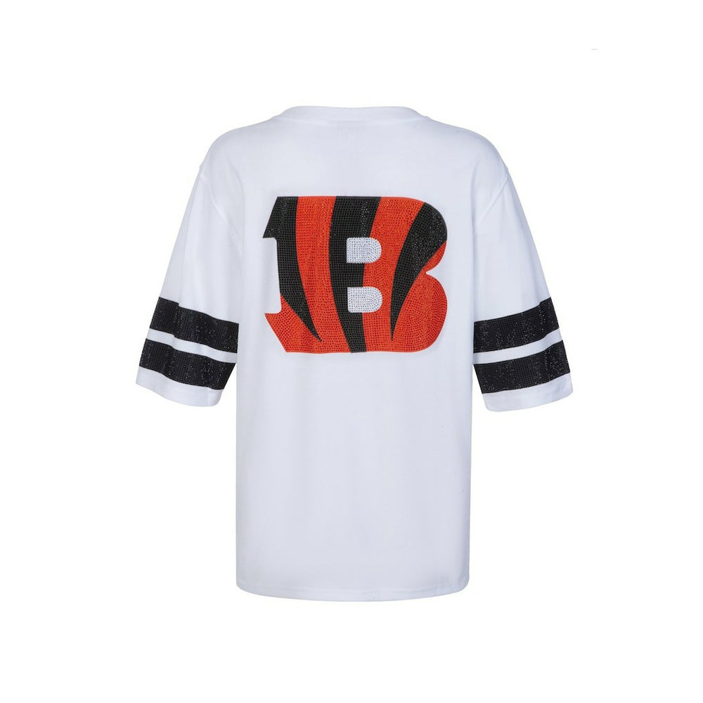 Cincinnati Bengals Cuce Women's Rhinestone V-Neck Tunic White | NFL