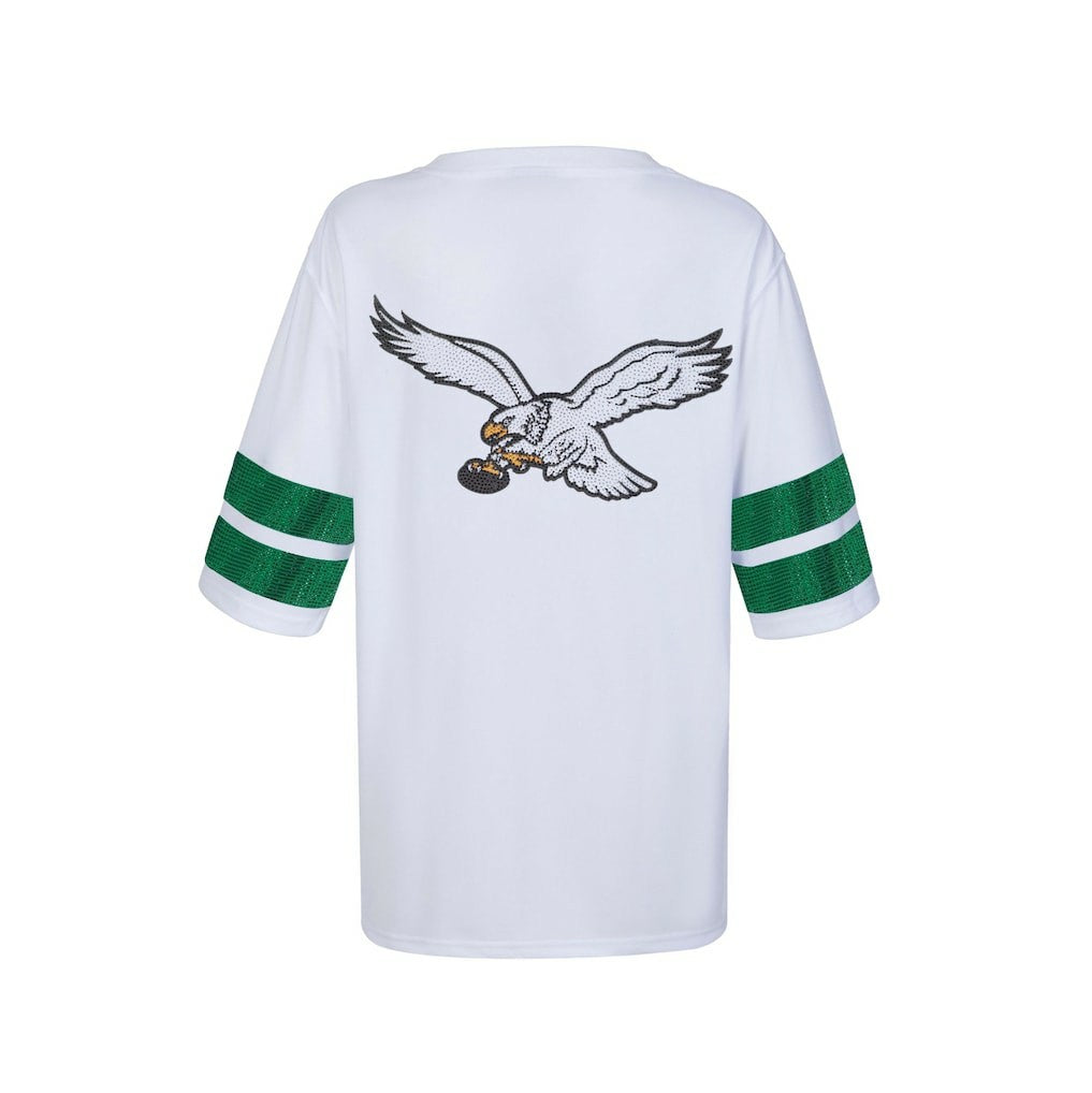 Philadelphia Eagles Cuce Women's Rhinestone V-Neck Tunic White | NFL