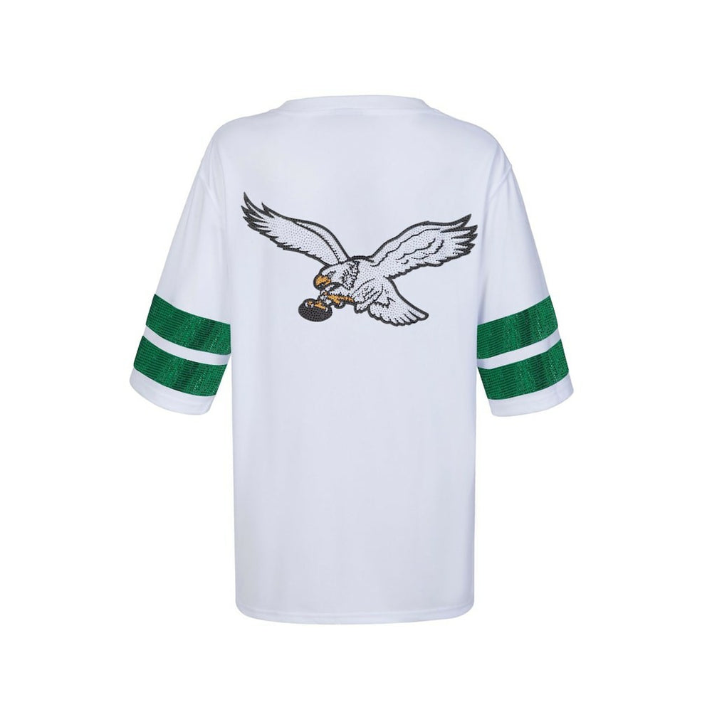 Philadelphia Eagles Cuce Women's Rhinestone V-Neck Tunic White | NFL
