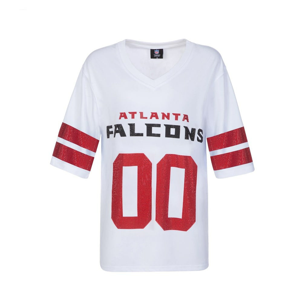 Atlanta Falcons Cuce Women's Rhinestone V-Neck Tunic White | NFL
