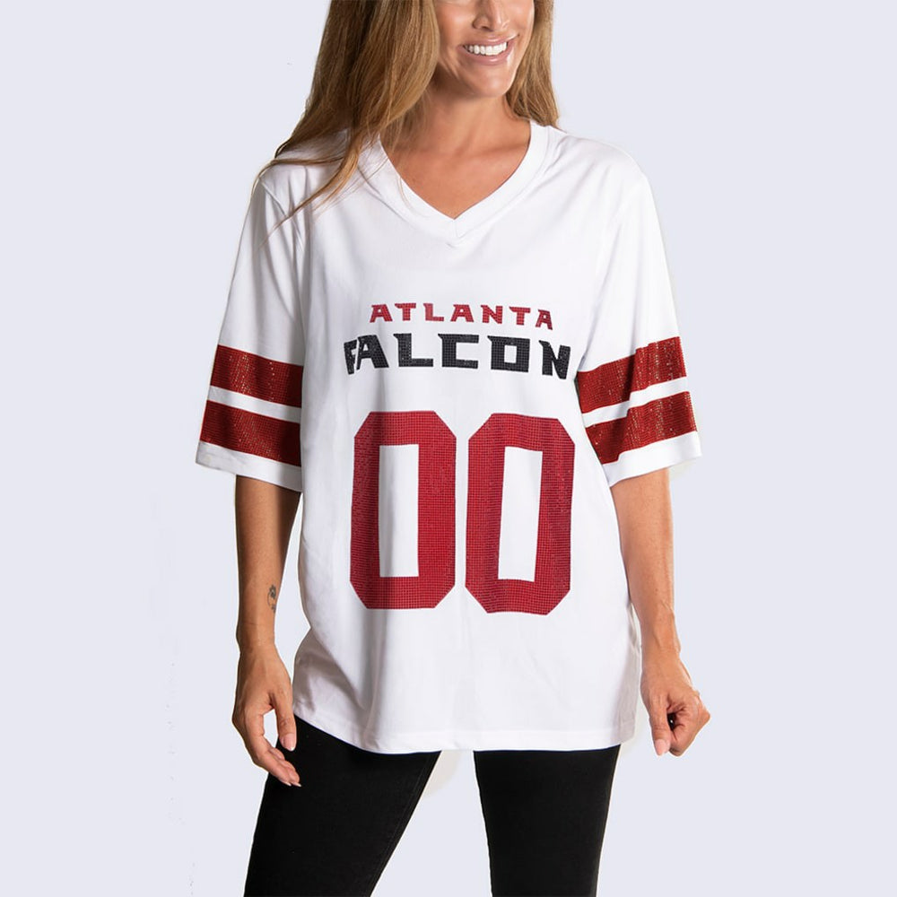 Atlanta Falcons Cuce Women's Rhinestone V-Neck Tunic White | NFL