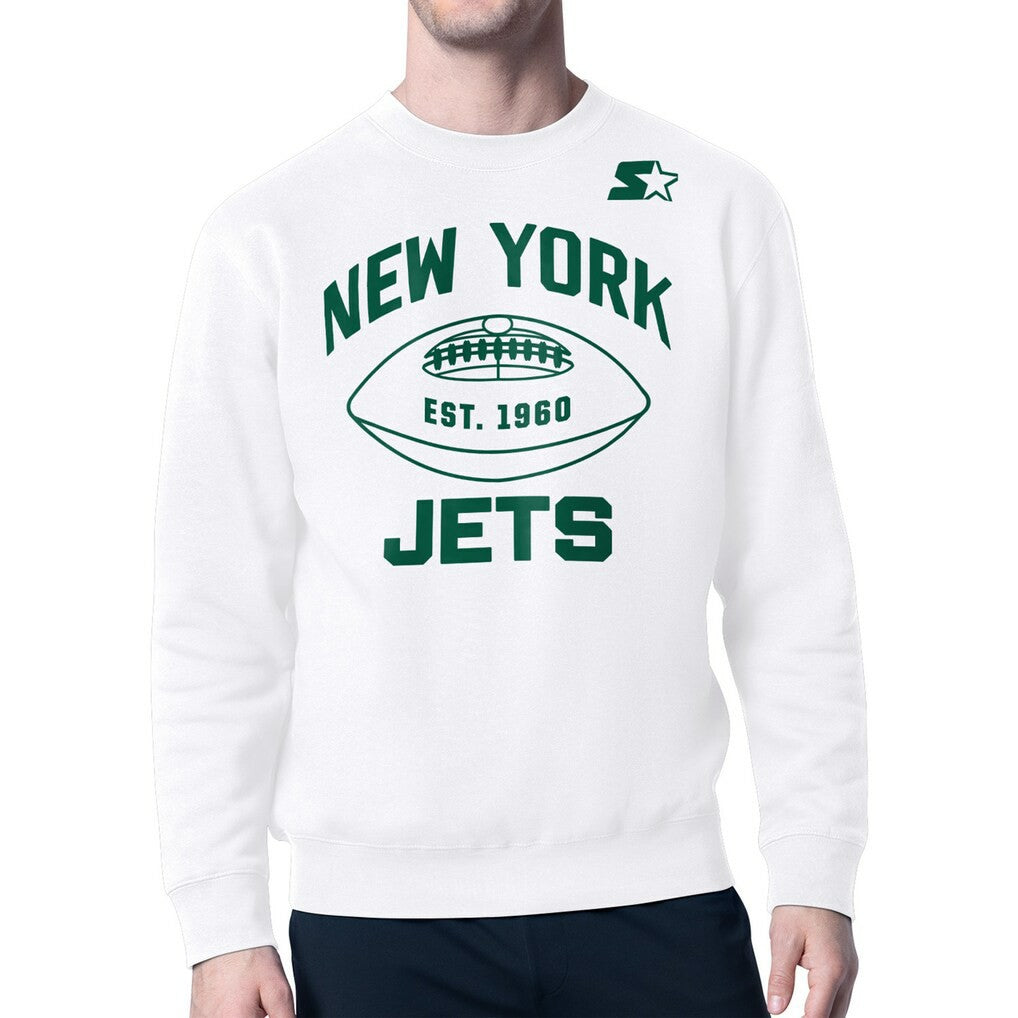 New York Jets Starter Green and White Forever Fleece Sweatshirt White | NFL