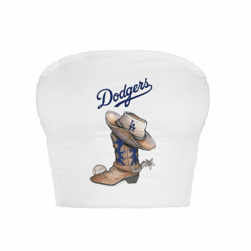 Los Angeles Dodgers Tiny Turnip Women's Cowboy Boot Crop Tube Top - MLB