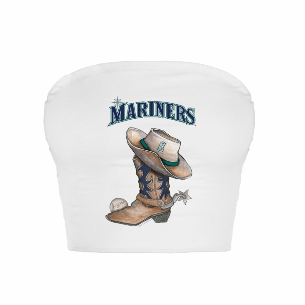 Seattle Mariners Tiny Turnip Women's Cowboy Boot Crop Tube Top - MLB