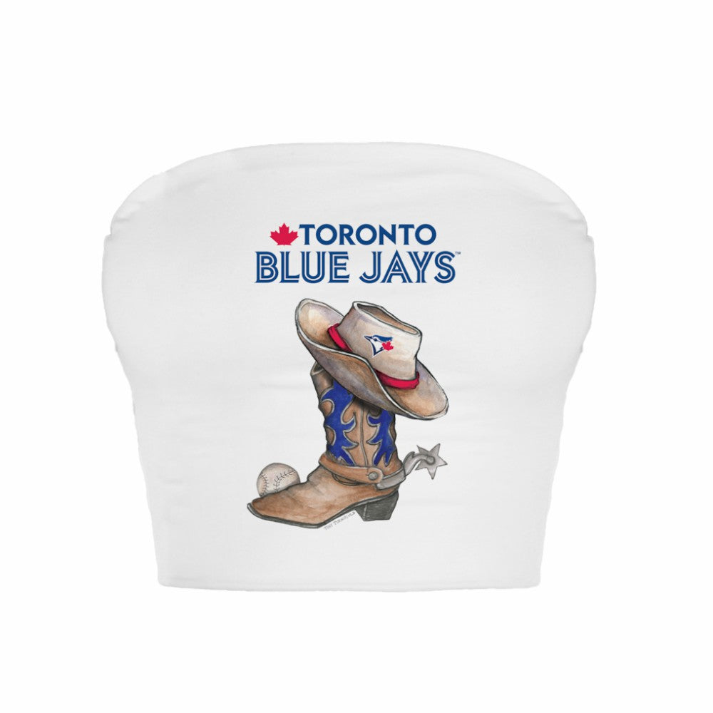 Toronto Blue Jays Tiny Turnip Women's Cowboy Boot Crop Tube Top - MLB