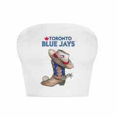 Toronto Blue Jays Tiny Turnip Women's Cowboy Boot Crop Tube Top - MLB