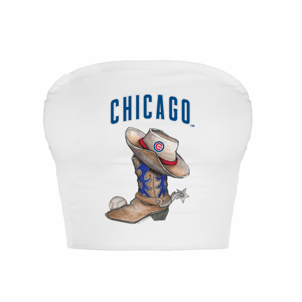 Chicago Cubs Tiny Turnip Women's Cowboy Boot Crop Tube Top - MLB