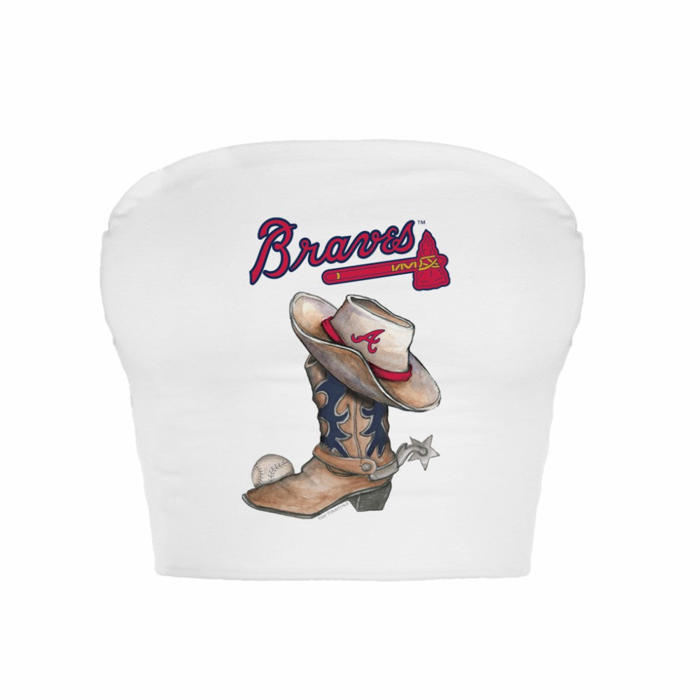 Atlanta Braves Tiny Turnip Women's Cowboy Boot Crop Tube Top - MLB