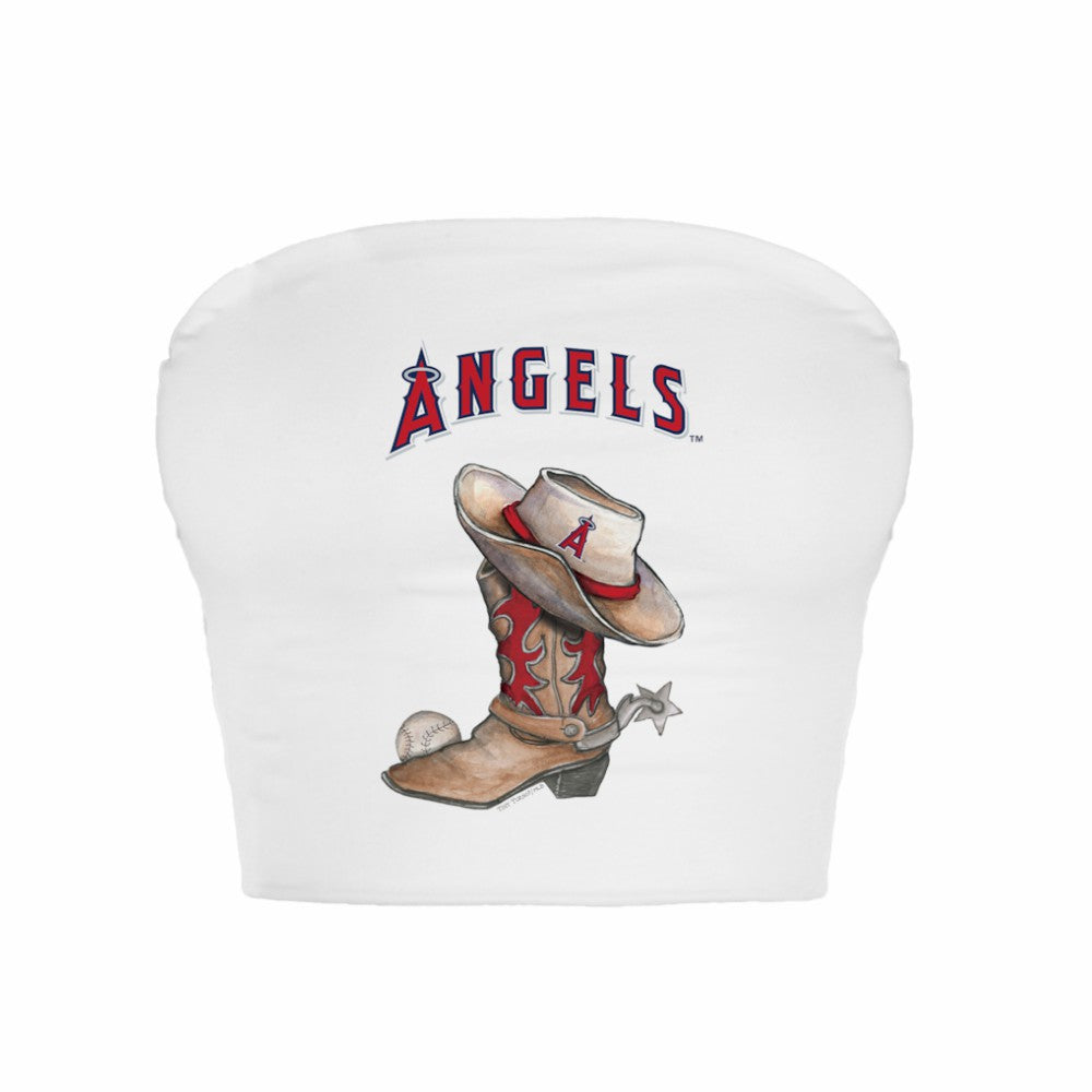 Los Angeles Angels Tiny Turnip Women's Cowboy Boot Crop Tube Top - MLB