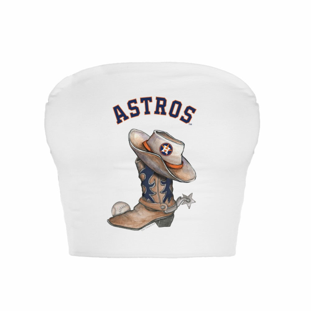 Houston Astros Tiny Turnip Women's Cowboy Boot Crop Tube Top - MLB