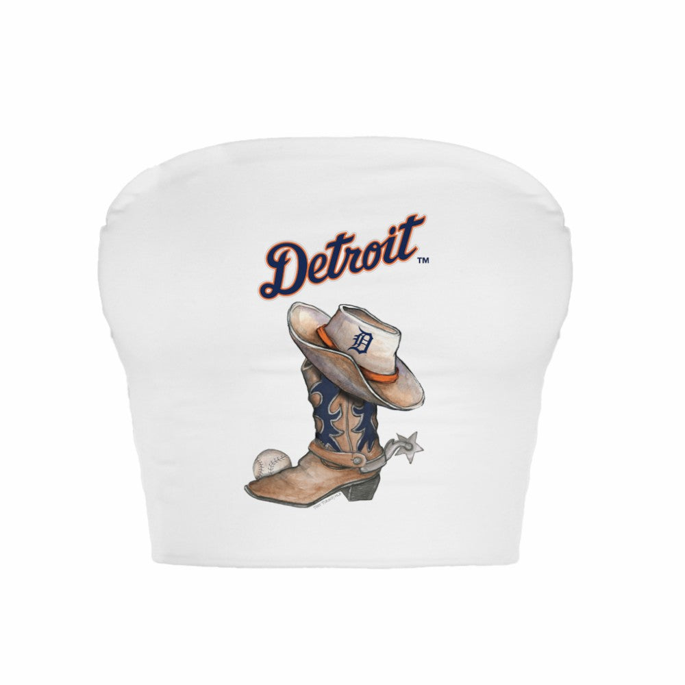 Detroit Tigers Tiny Turnip Women's Cowboy Boot Crop Tube Top - MLB