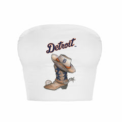 Detroit Tigers Tiny Turnip Women's Cowboy Boot Crop Tube Top - MLB