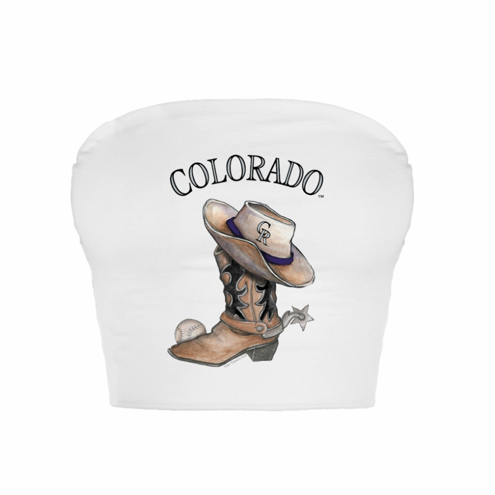 Colorado Rockies Tiny Turnip Women's Cowboy Boot Crop Tube Top - MLB