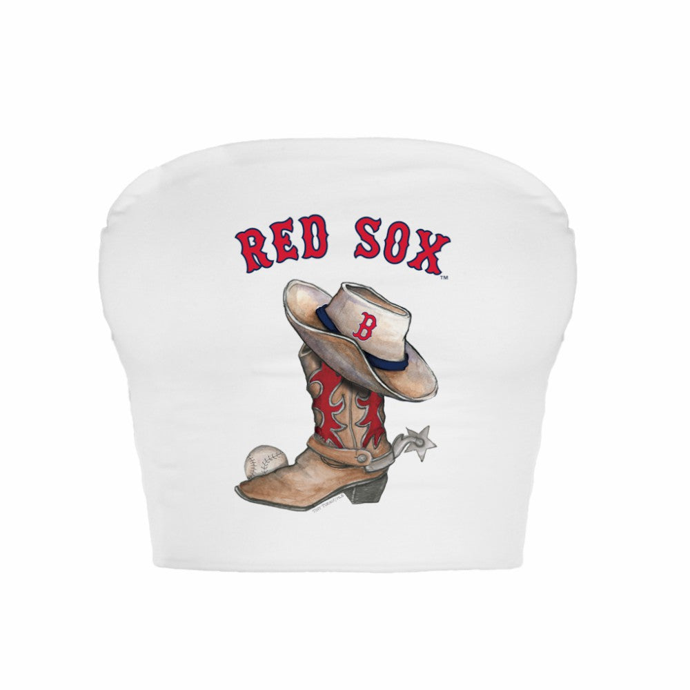 Boston Red Sox Tiny Turnip Women's Cowboy Boot Crop Tube Top - MLB