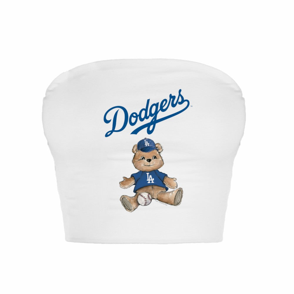 Los Angeles Dodgers Tiny Turnip Women's Teddy Bear Crop Tube Top - MLB