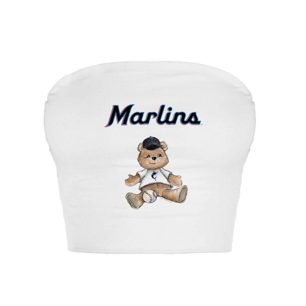 Miami Marlins Tiny Turnip Women's Teddy Bear Crop Tube Top - MLB