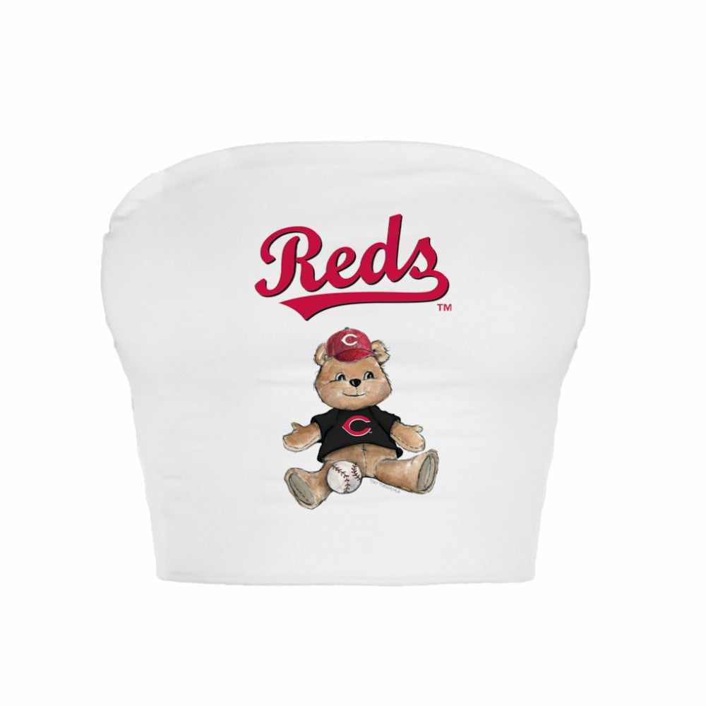 Cincinnati Reds Tiny Turnip Women's Teddy Bear Crop Tube Top - MLB